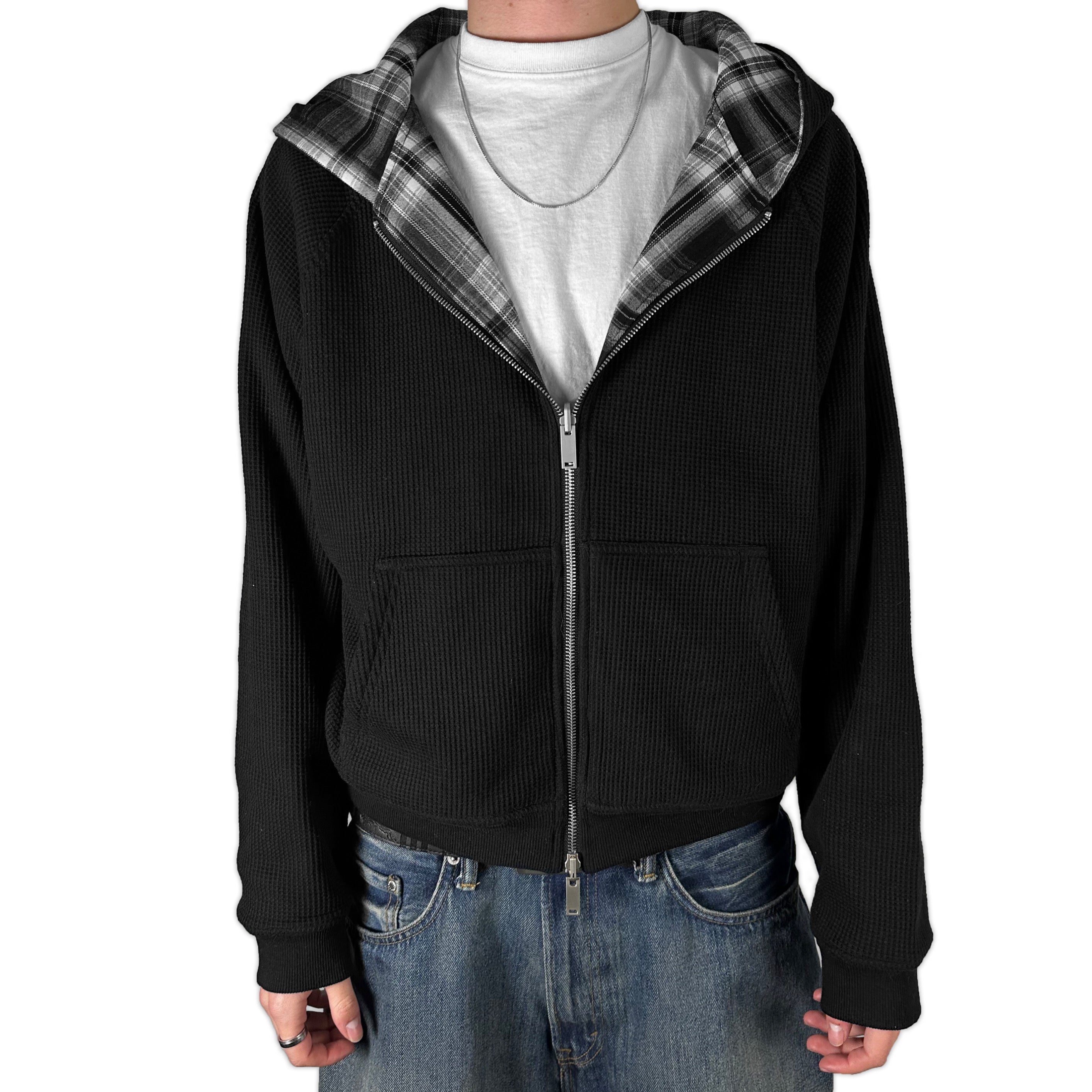 Black&Grey Flannel Hoodie