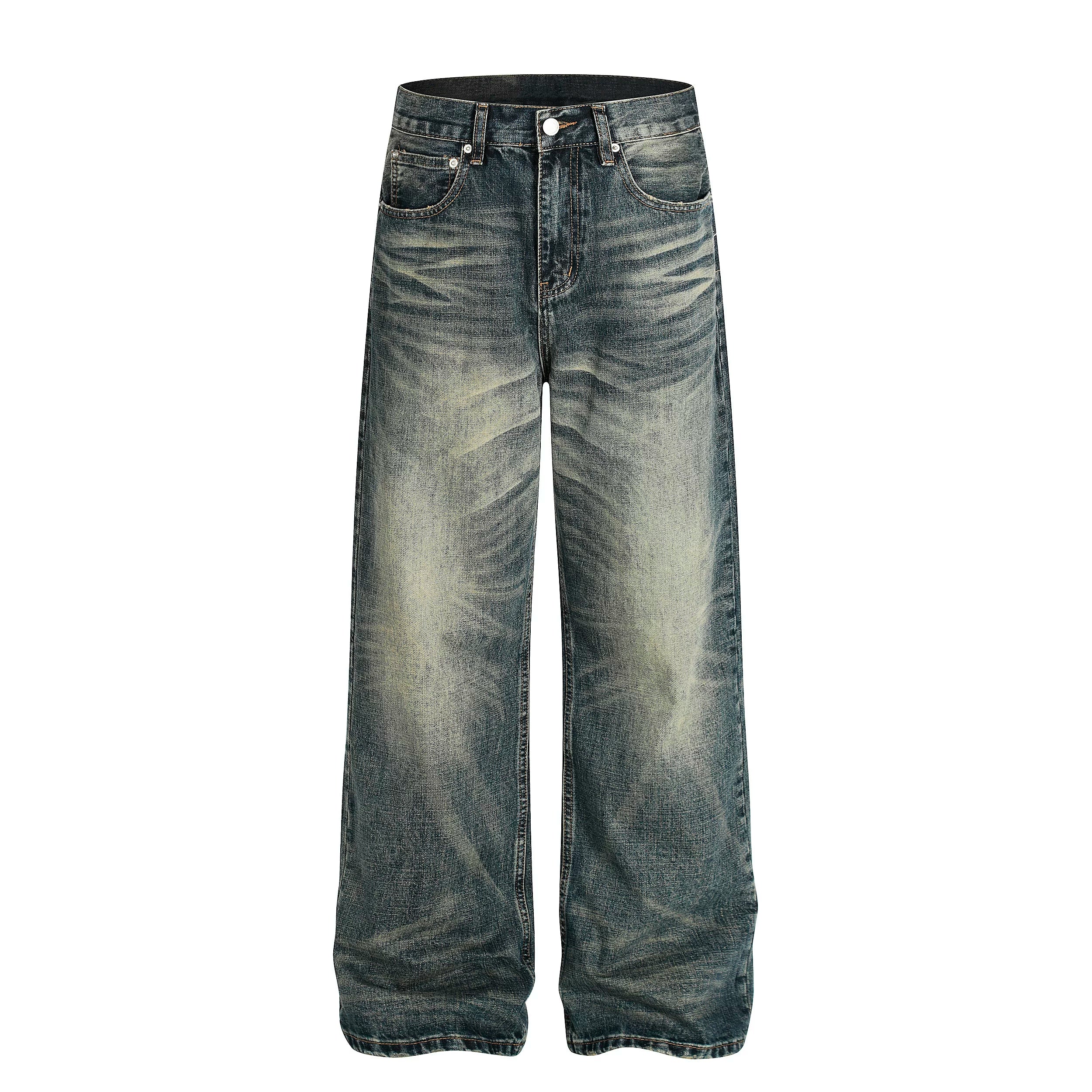DISTRESSED WIDE DENIM JEANS