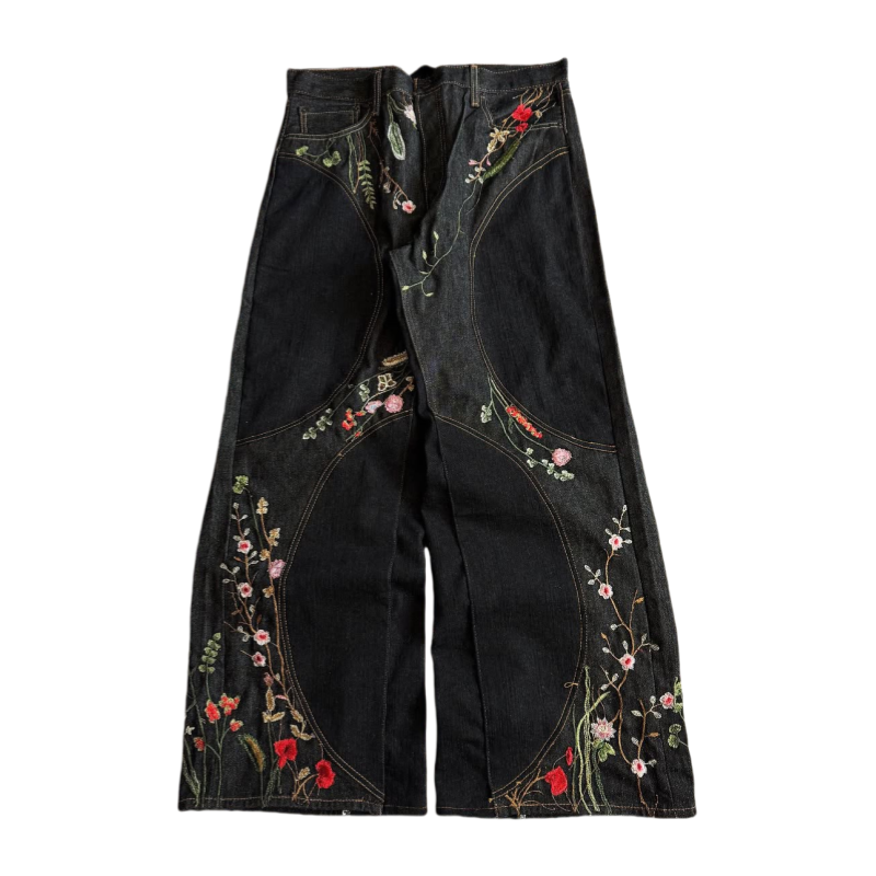 "FLORAL" BAGGY DENIM