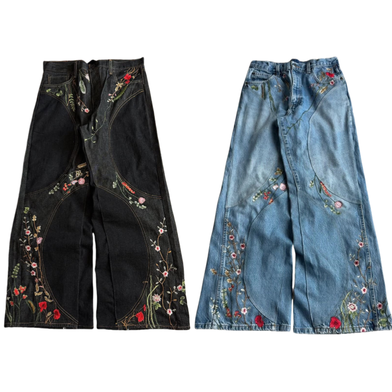 "FLORAL" BAGGY DENIM