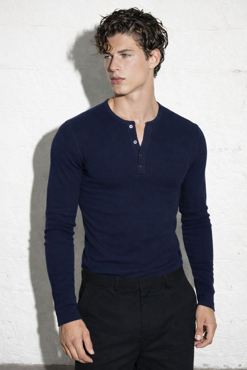 The Slim Crop Henley Longsleeve | White