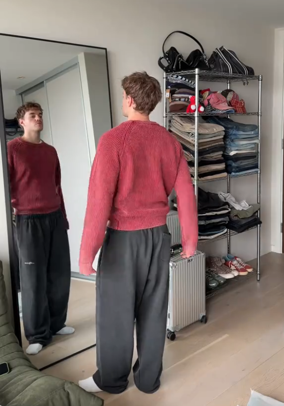 Men Vintage Washed Knit Crew Neck Sweater