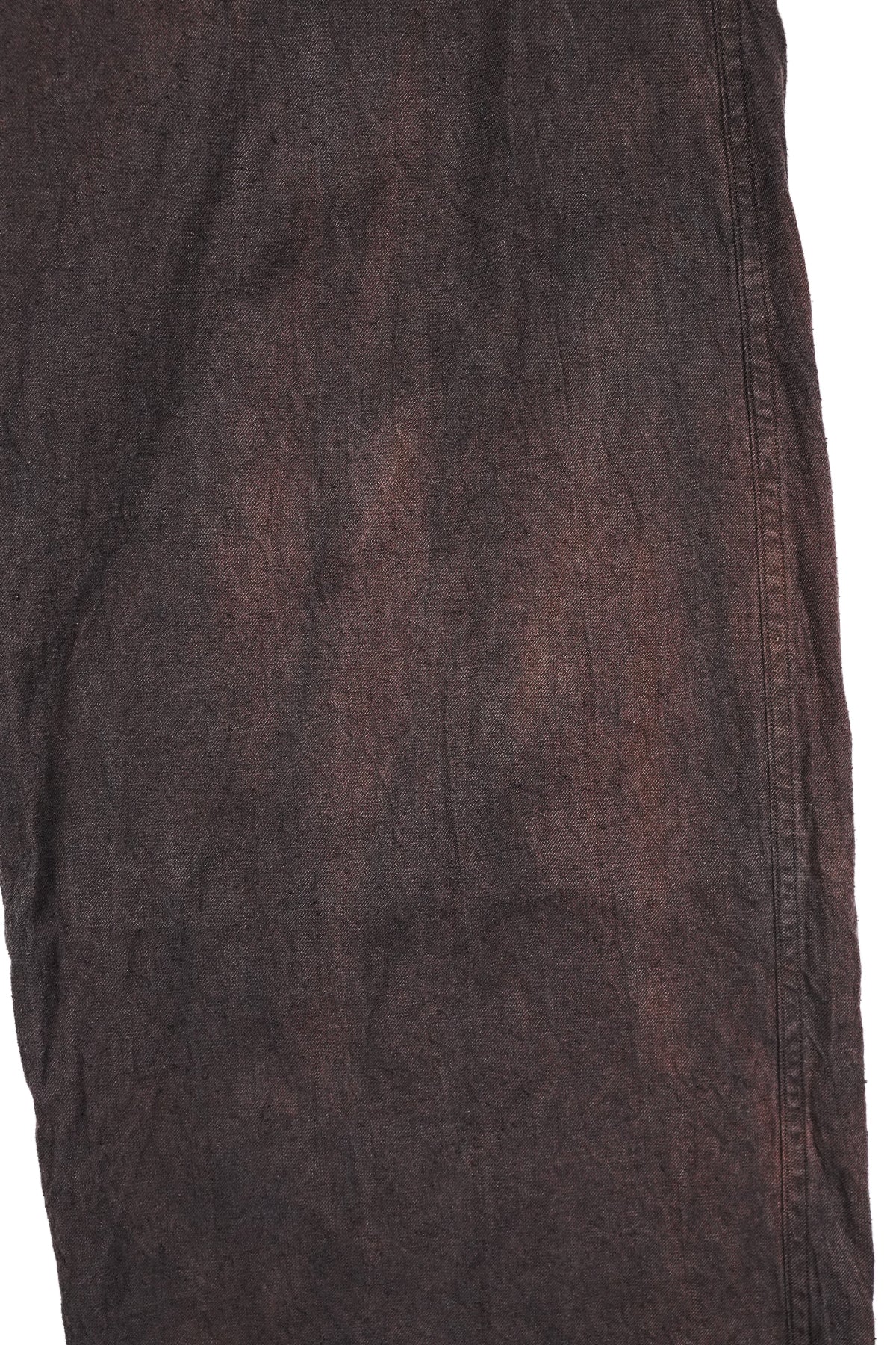 Distressed Retro Linen Cropped Trousers Back Buckle Waist Design