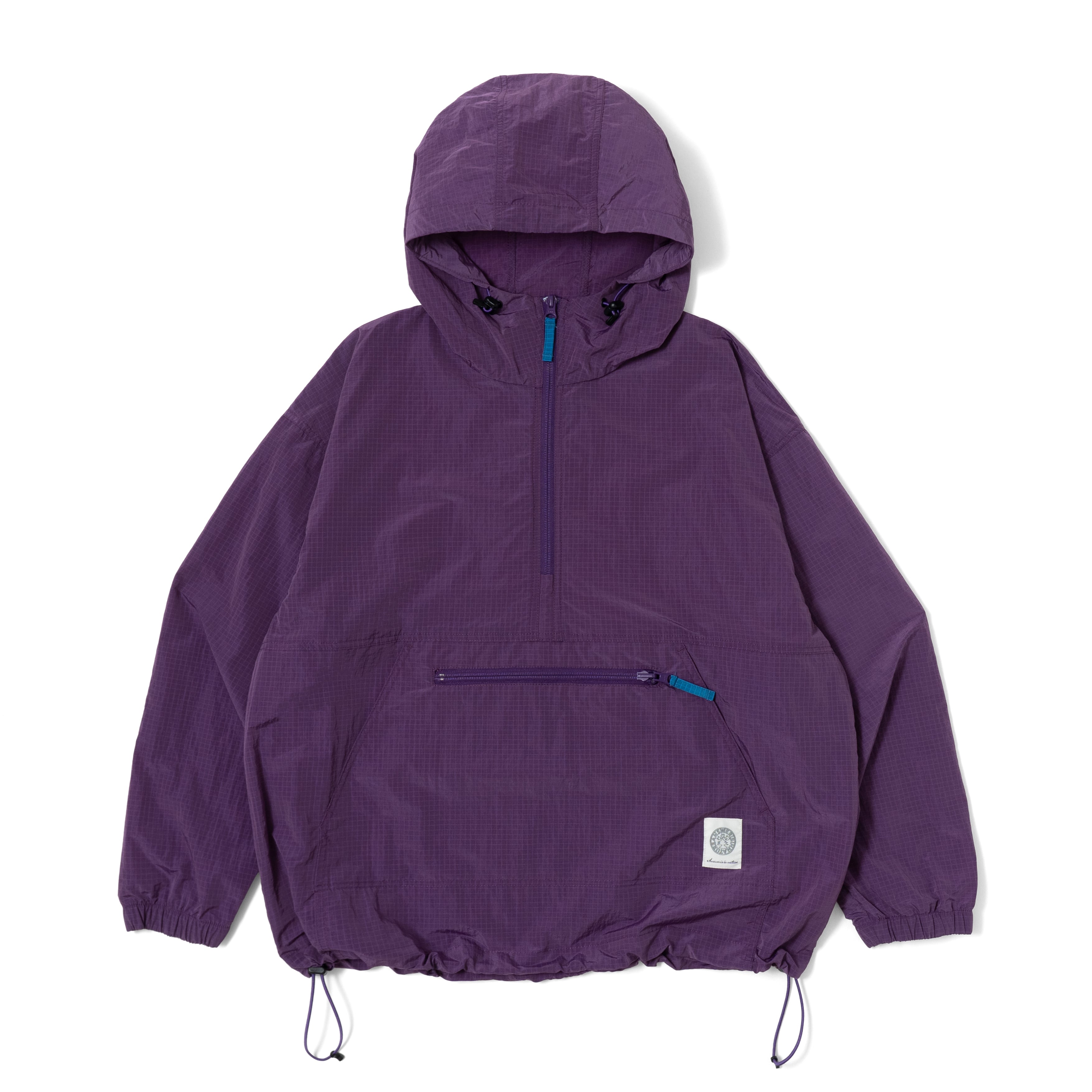 Half Zip Grid Anorak Hooded Windbreaker