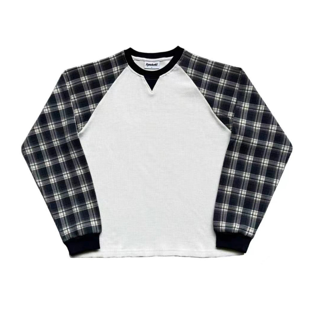 Waffle Patchwork Long Sleeve Top