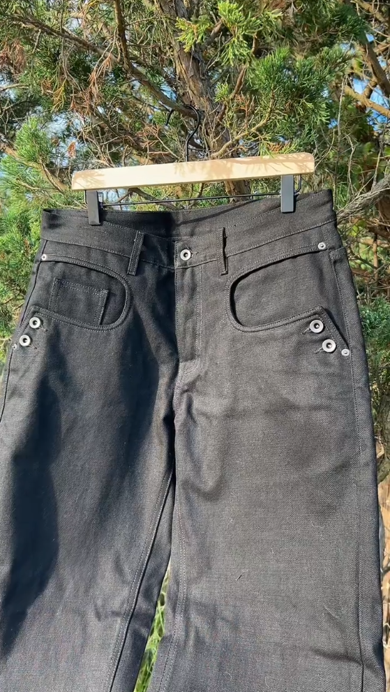 Multi-Pocket Flared Denim Jeans