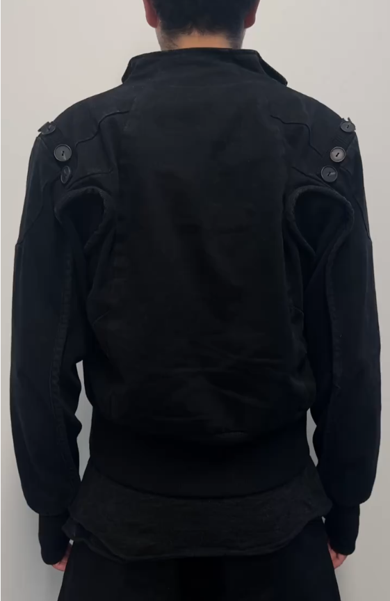 Vintage Washed Cutout Shoulder Zip Up Jacket, Stand Collar Streetwear