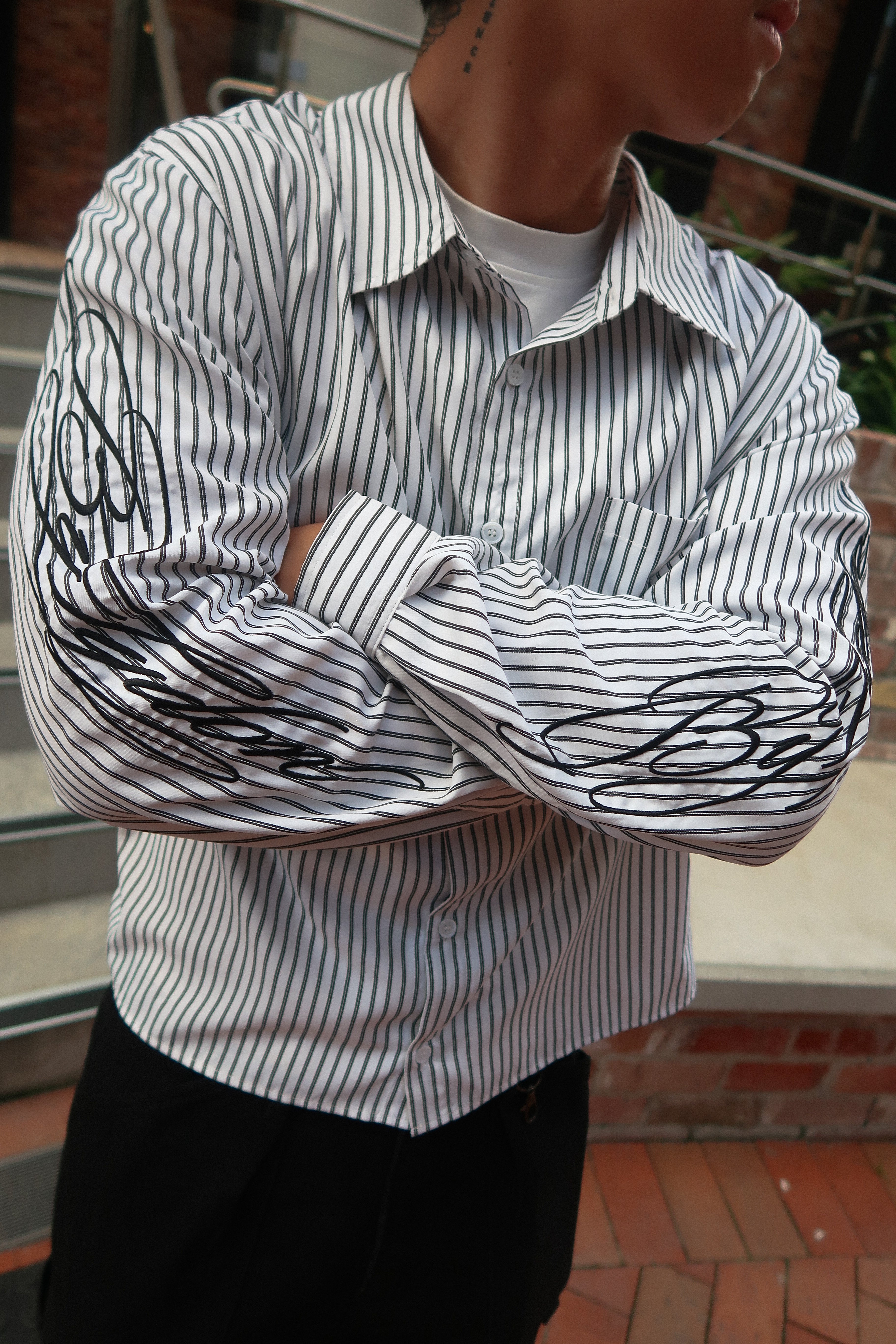 Striped Long Sleeve Shirt - White/Black