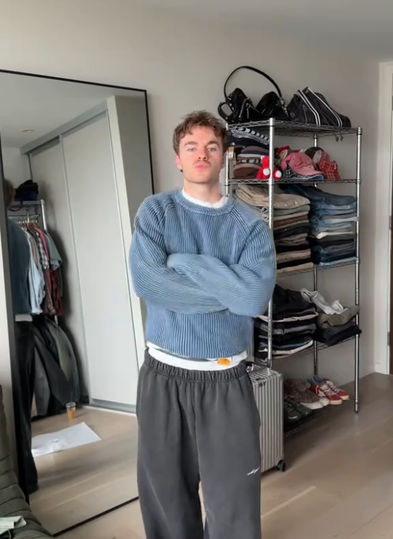 Men Vintage Washed Knit Crew Neck Sweater