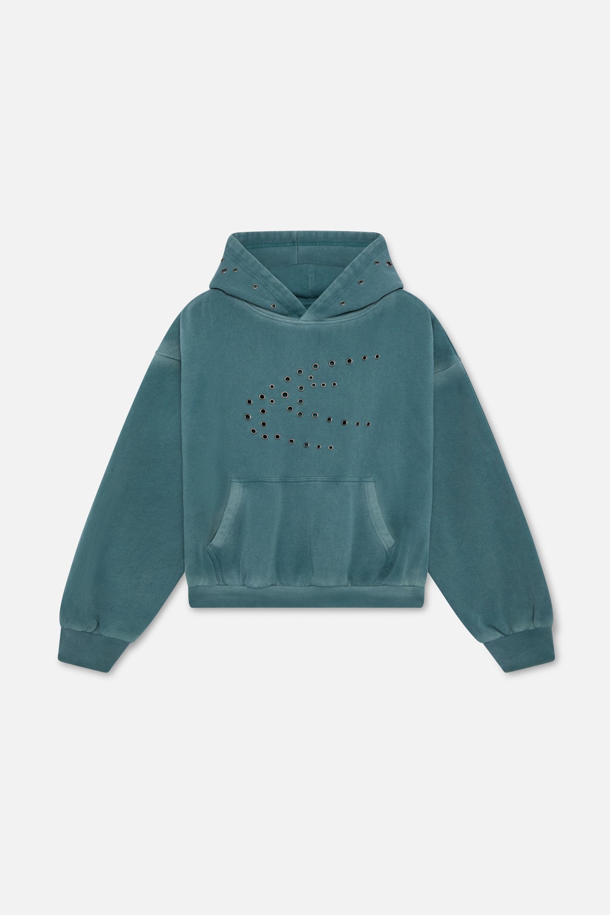 Washed Teal Metal Eyelet Hoodie