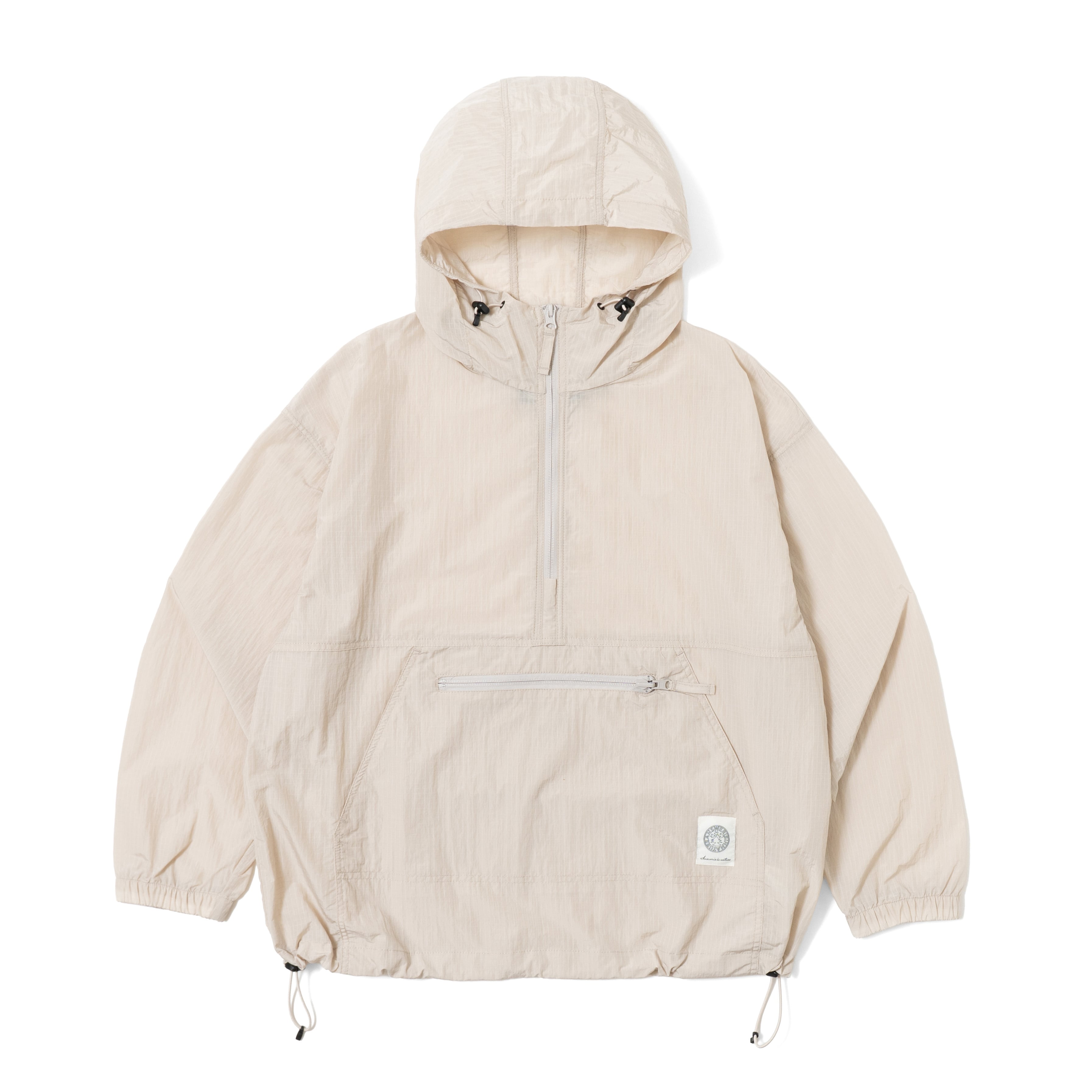 Half Zip Grid Anorak Hooded Windbreaker