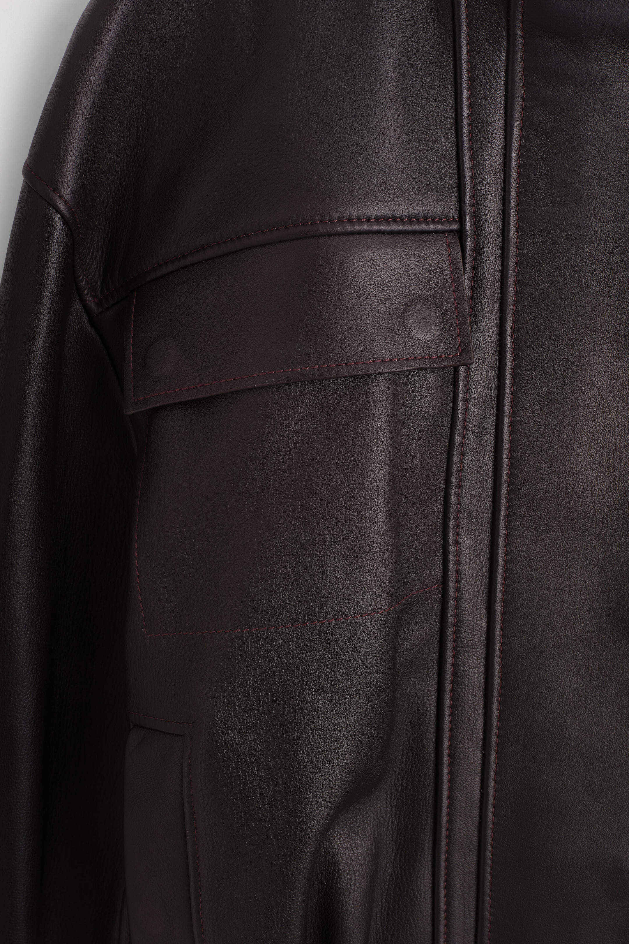 LEATHER MOCK-NECK BOMBER JACKET