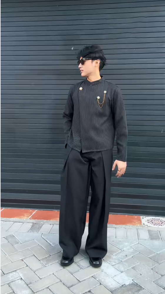Adjustable Button Suit Pants