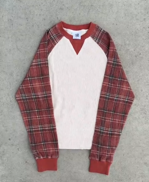 Waffle Patchwork Long Sleeve Top