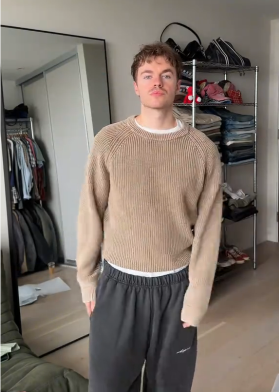 Men Vintage Washed Knit Crew Neck Sweater