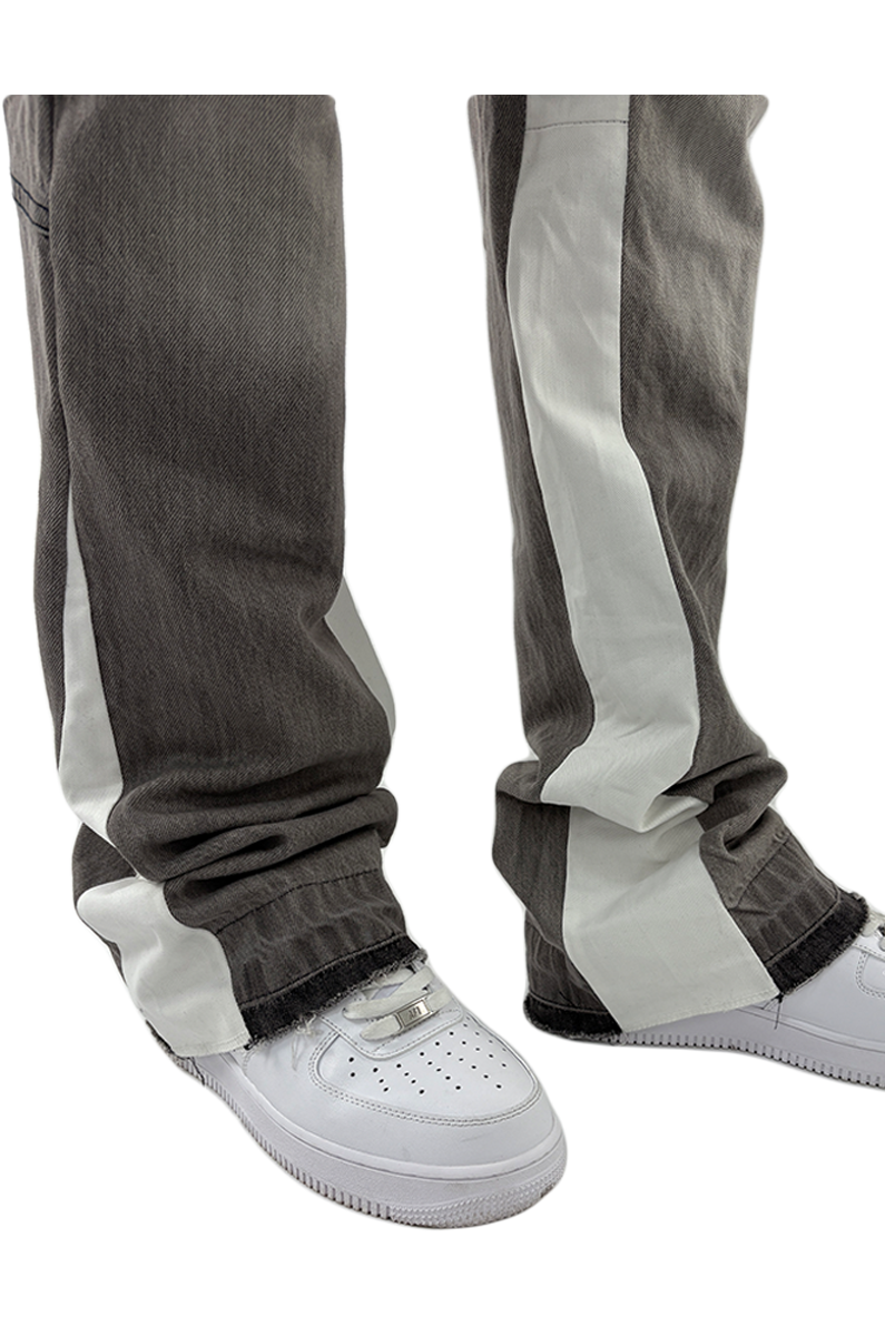 Vintage Grey Wash S Logo Patchwork Jogger Jeans