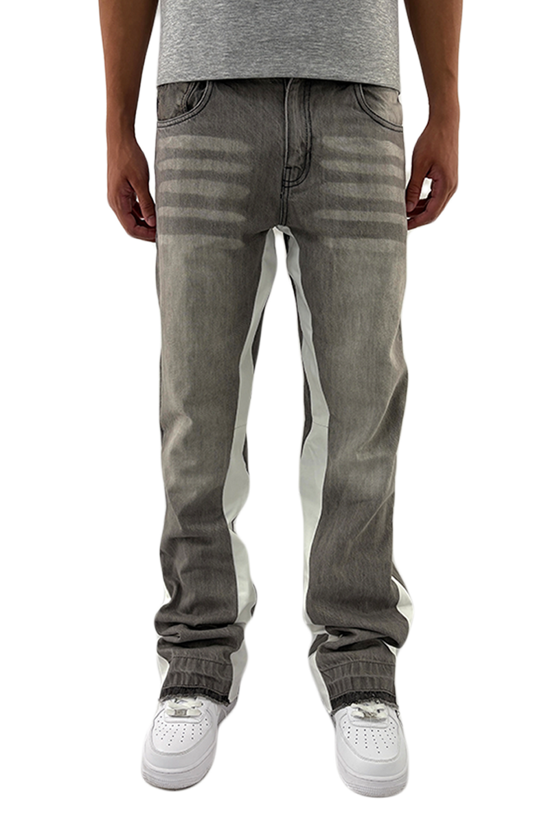 Vintage Grey Wash S Logo Patchwork Jogger Jeans