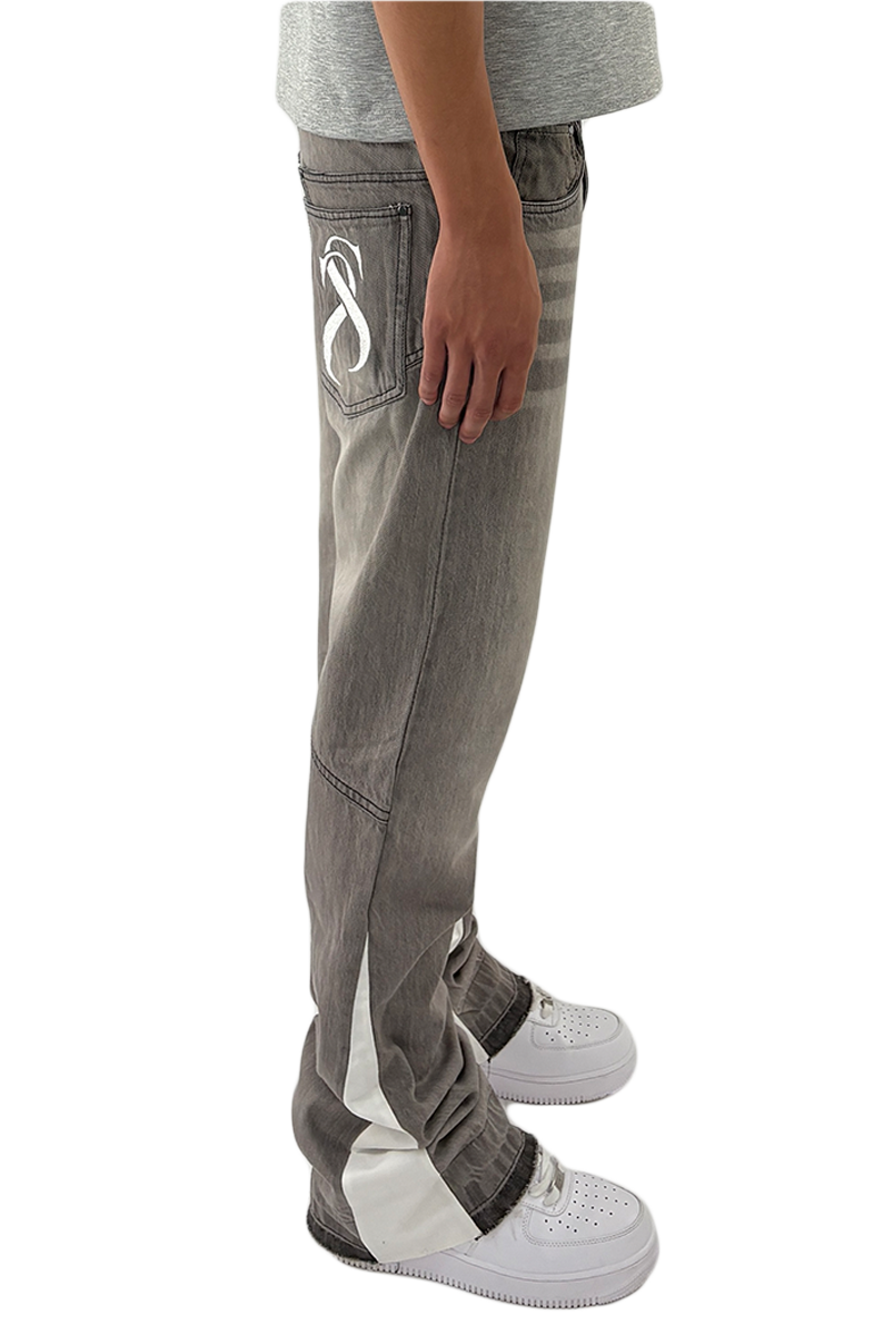 Vintage Grey Wash S Logo Patchwork Jogger Jeans