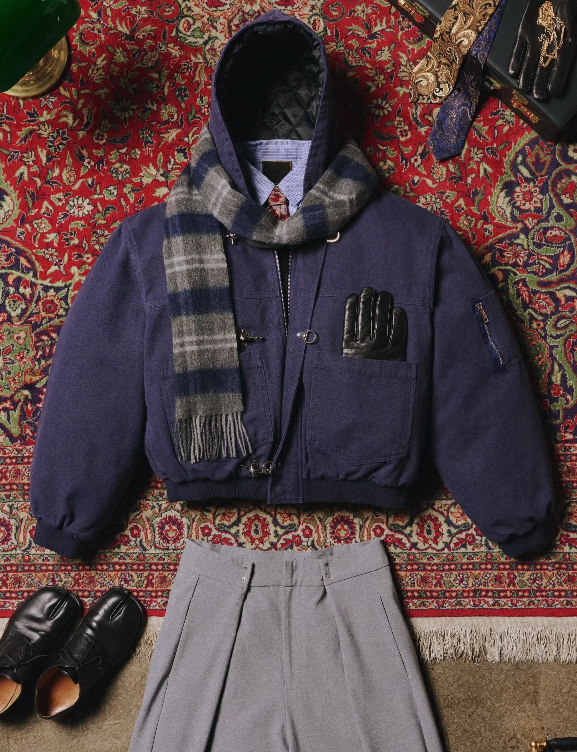 15OZ INDIGO CANVAS CLASP BOMBER JACKET