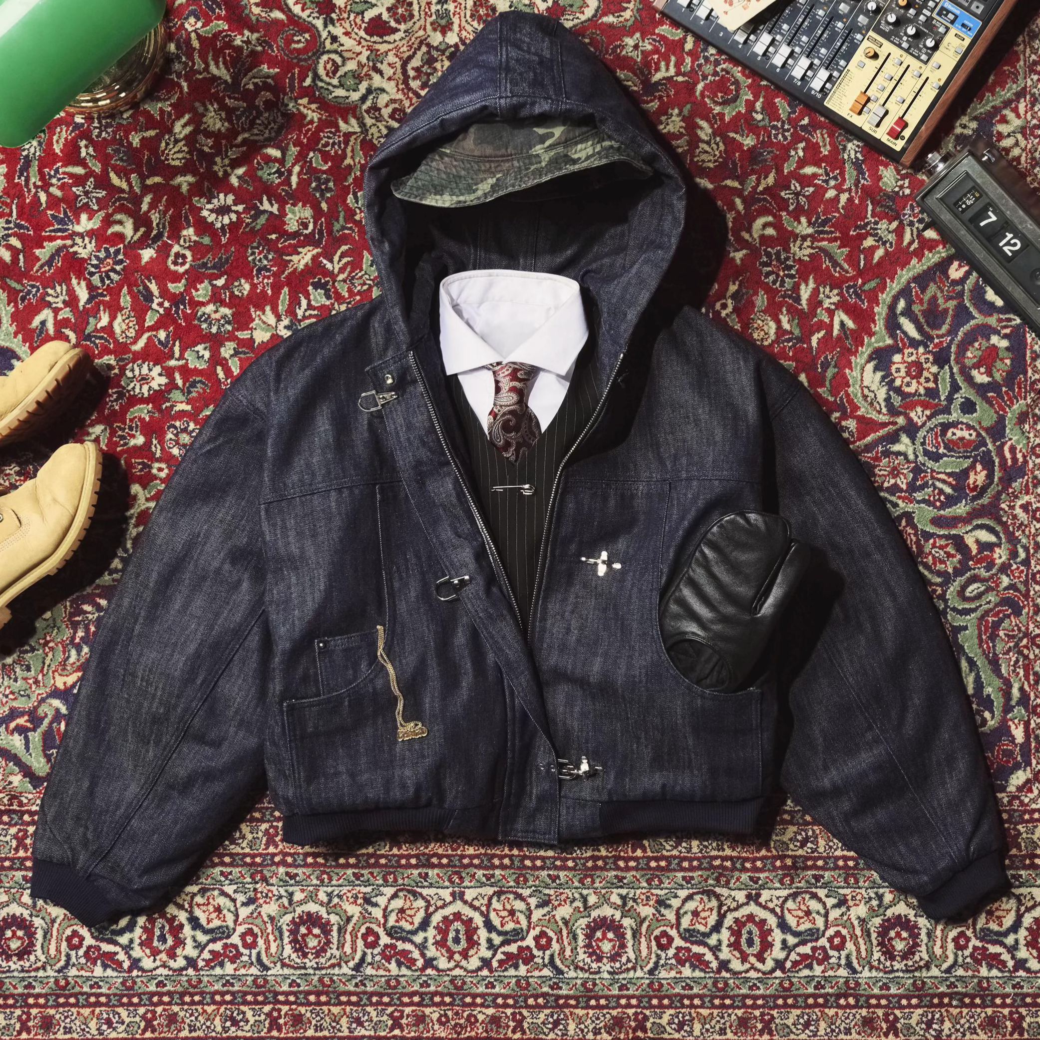 15OZ INDIGO DENIM WORKWEAR BOMBER JACKET