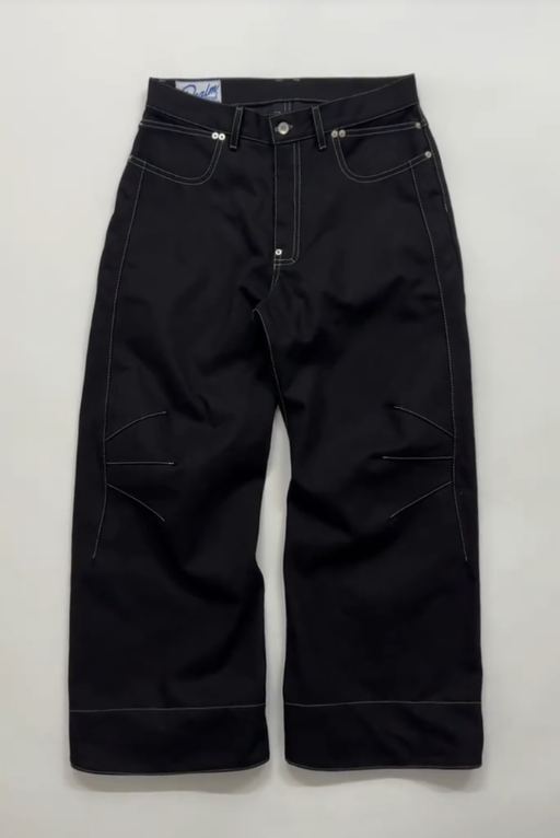 Contrast Stitch Wide Leg Denim Flare Jeans