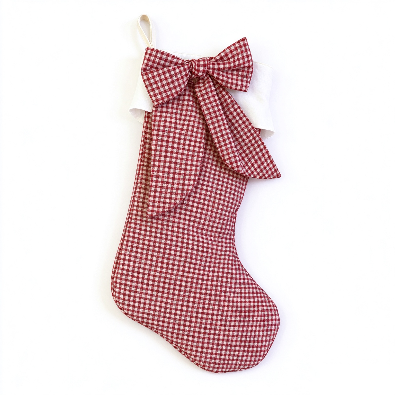 Vintage Farmhouse Christmas Stocking with Ruffled Cuff, Blank No Embroidery Xmas Sock, Fireplace Hanging Decor, Reusable Gift Bag for Christmas Small Gifts & Candies