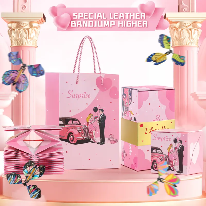 20 Bounces Surprise Gift Box with Flying Butterfly Toys