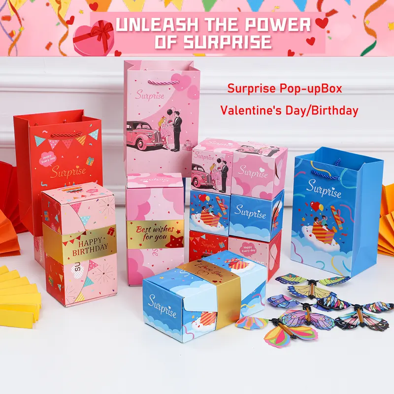 20 Bounces Surprise Gift Box with Flying Butterfly Toys