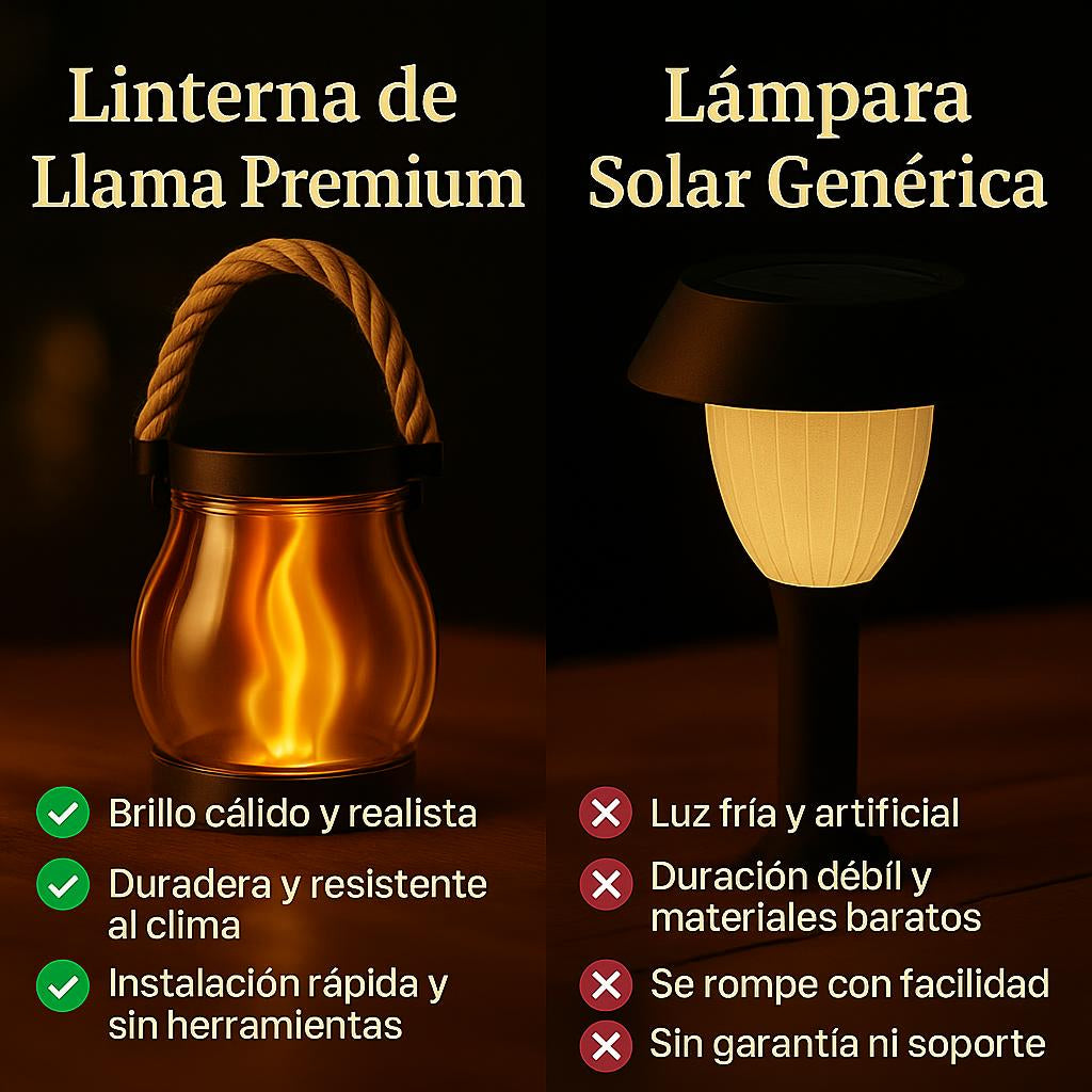 Linterna solar con efecto de llama real