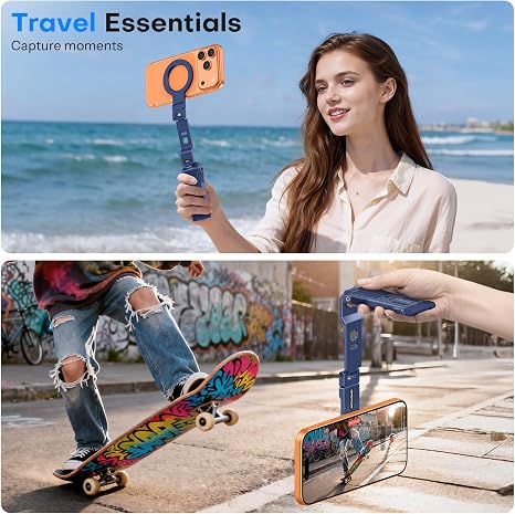 Portable Foldable Mini Phone Tripod Stand, 360° Rotation Adjustable Pocket Cell Phone Holder for Selfie Vlog Recording
