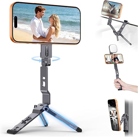 Portable Foldable Mini Phone Tripod Stand, 360° Rotation Adjustable Pocket Cell Phone Holder for Selfie Vlog Recording