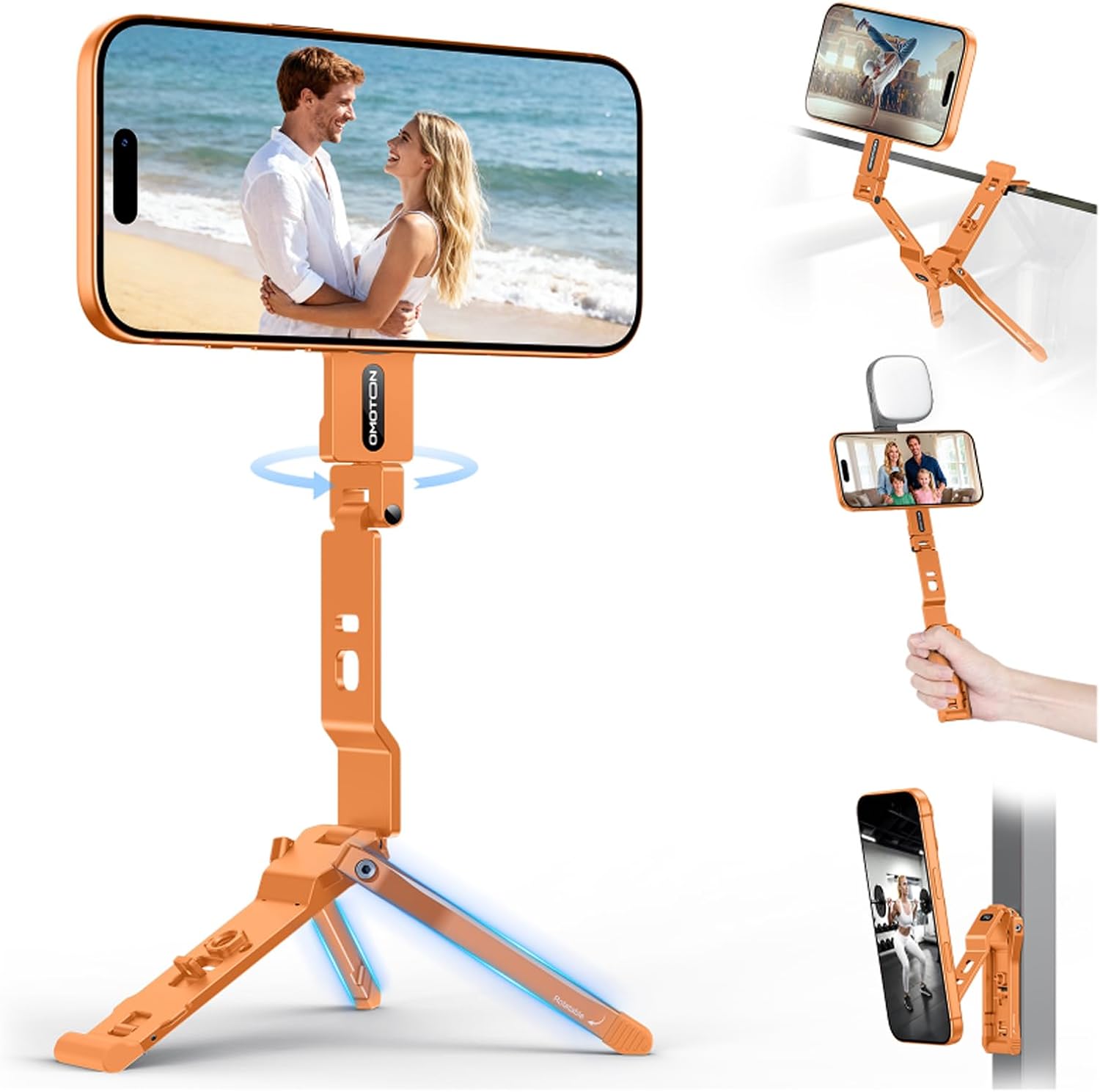 Portable Foldable Mini Phone Tripod Stand, 360° Rotation Adjustable Pocket Cell Phone Holder for Selfie Vlog Recording