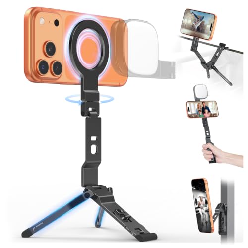 Portable Foldable Mini Phone Tripod Stand, 360° Rotation Adjustable Pocket Cell Phone Holder for Selfie Vlog Recording