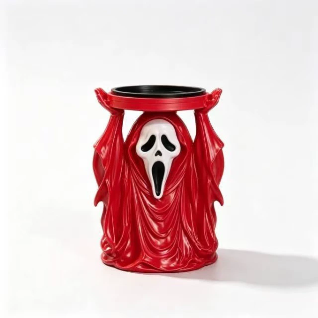 3D Printed Ghost Face Candle Holder Halloween Decor, Spooky Raised Hands Candle Stand, Gothic Figure Tabletop Mantel Decoration for Halloween Party Home, Black