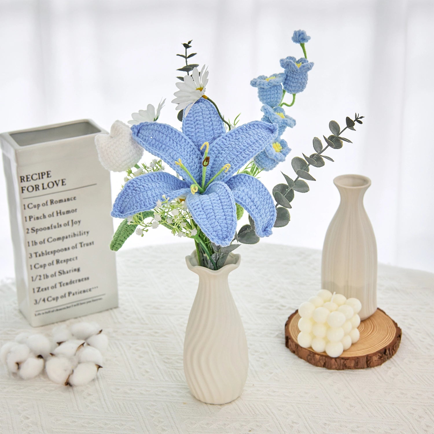 Crochet Big Lily Flower Bouquet-Blue