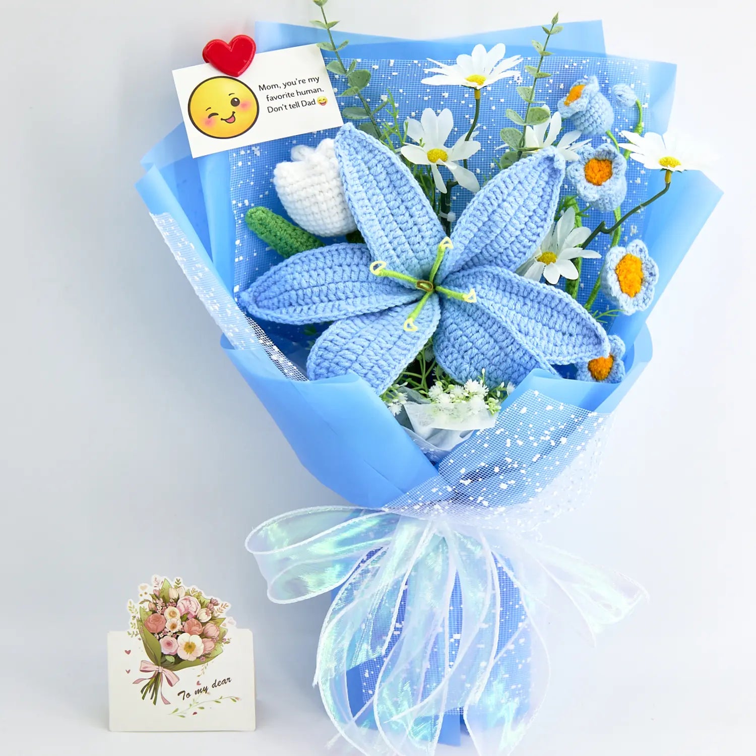 Crochet Big Lily Flower Bouquet-Blue