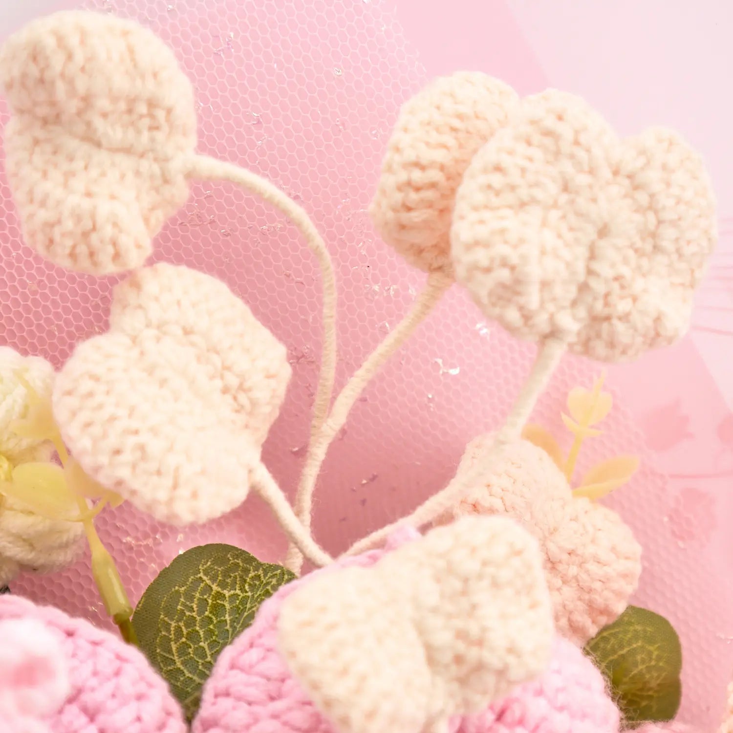 Crochet Pink Lily & Rose Bouquet