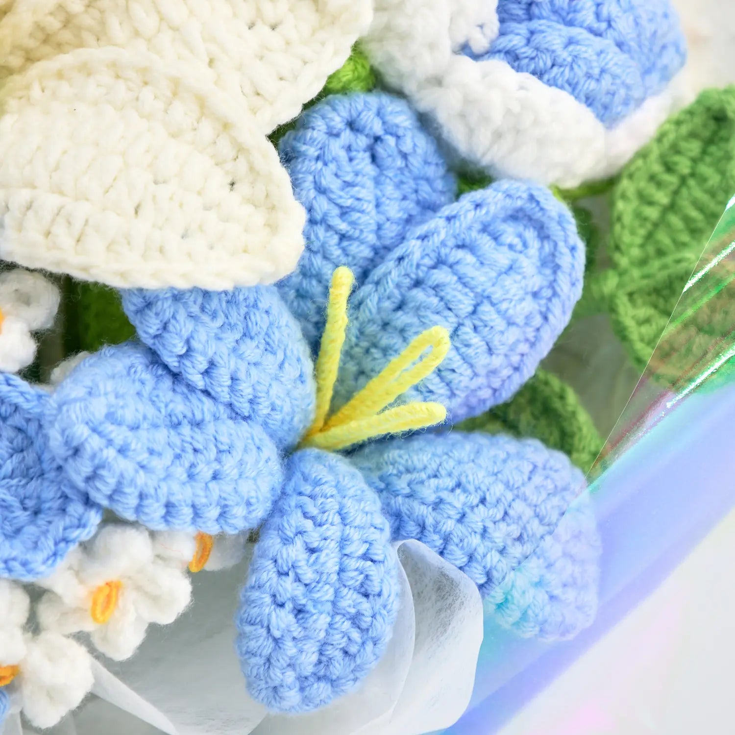 Crochet Blue & White Lily Bouquet