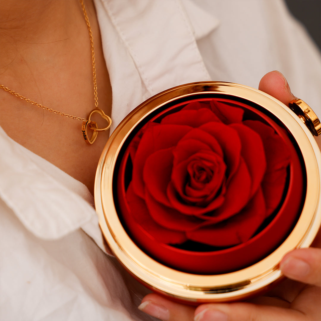 Eternal Rose Box with Engraved Necklace - Gift Set