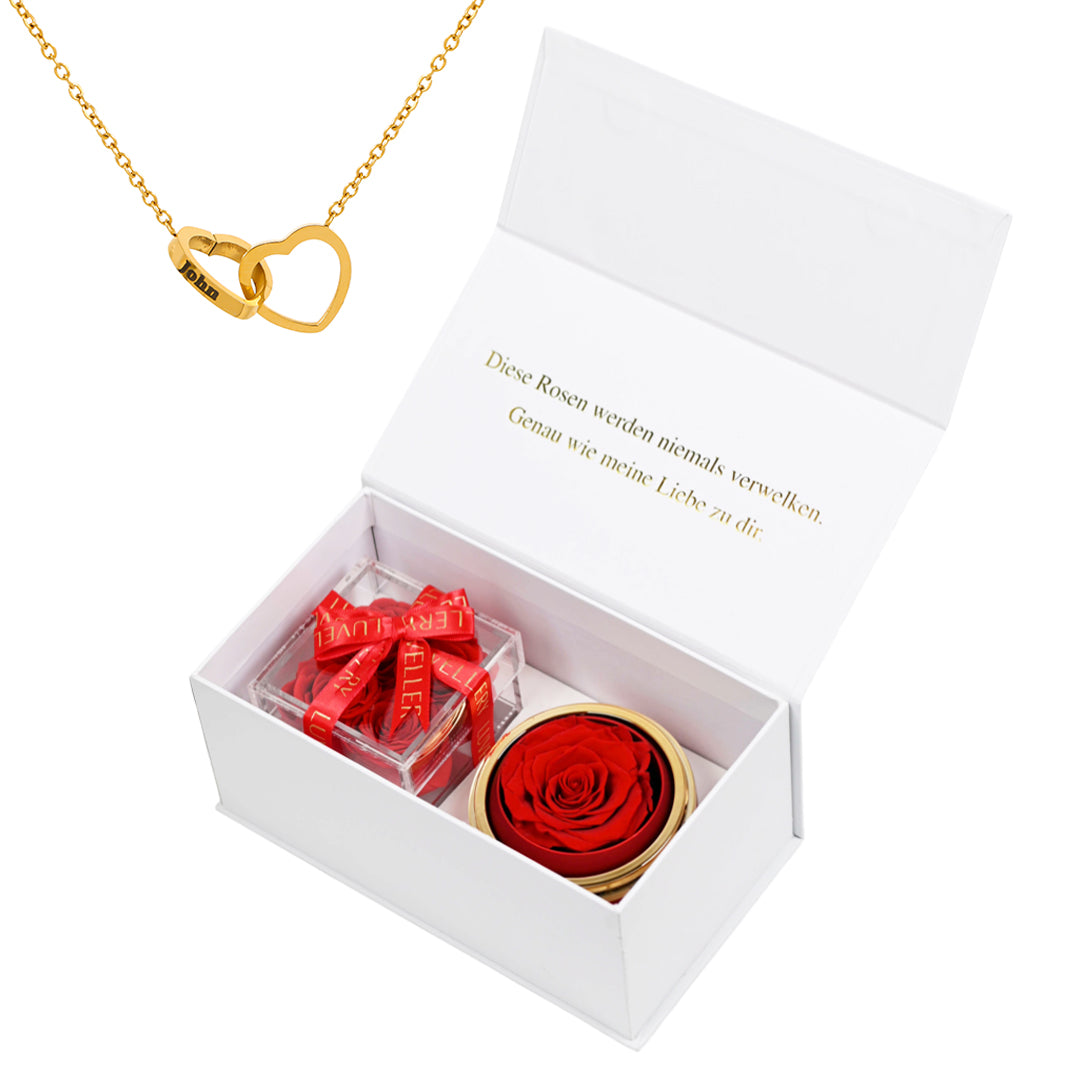 Eternal Rose Box with Engraved Necklace - Gift Set