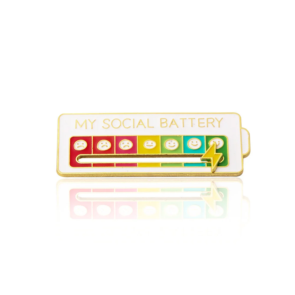 Social Battery Slider Enamel Brooch Pin