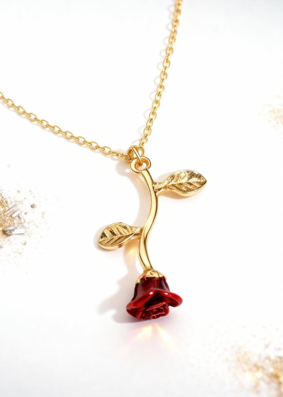 Falling Rose Pendant "Adjustable Chain"