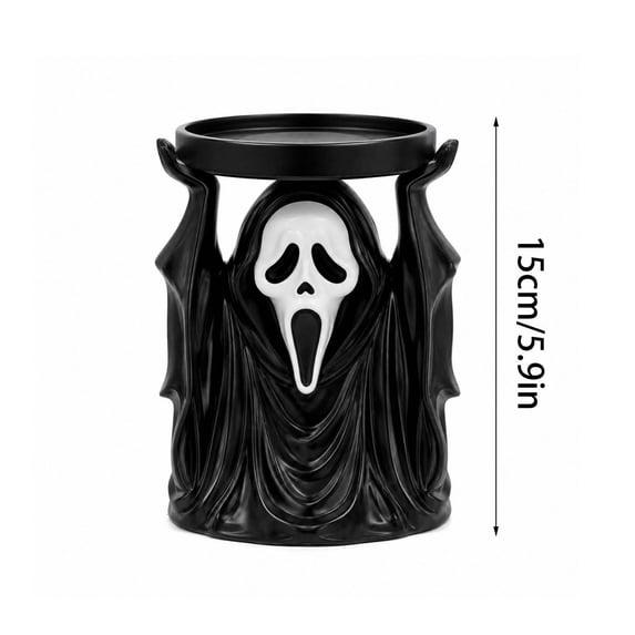 3D Printed Ghost Face Candle Holder Halloween Decor, Spooky Raised Hands Candle Stand, Gothic Figure Tabletop Mantel Decoration for Halloween Party Home, Black