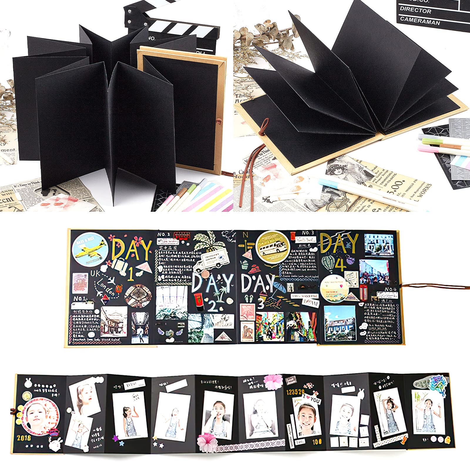Accordion-Style Folding Scrapbook Album
