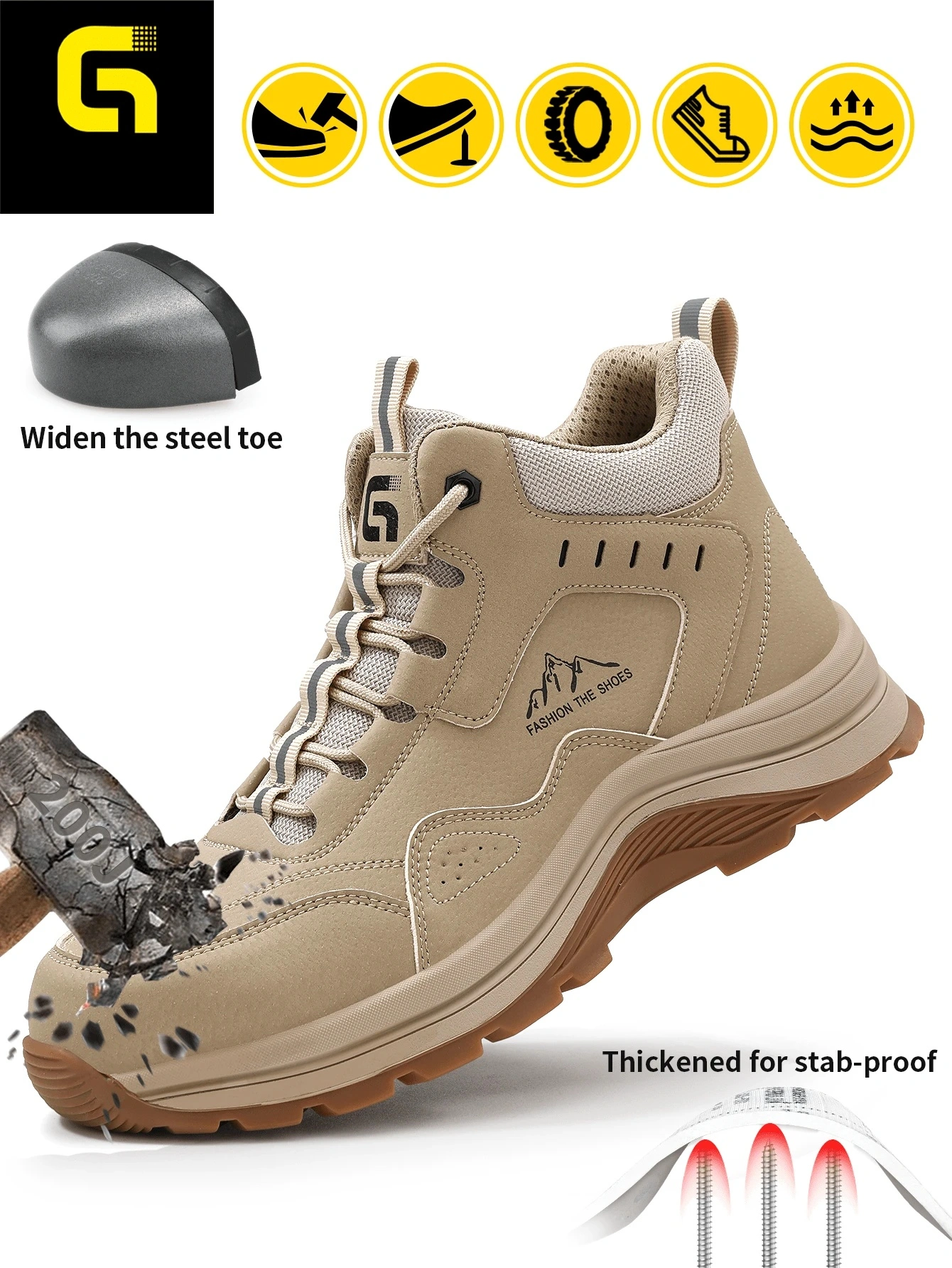 Industrial Work Shoes Men's Women's Rubber Outsole Wear-resistant Steel Toe Safety Shoes