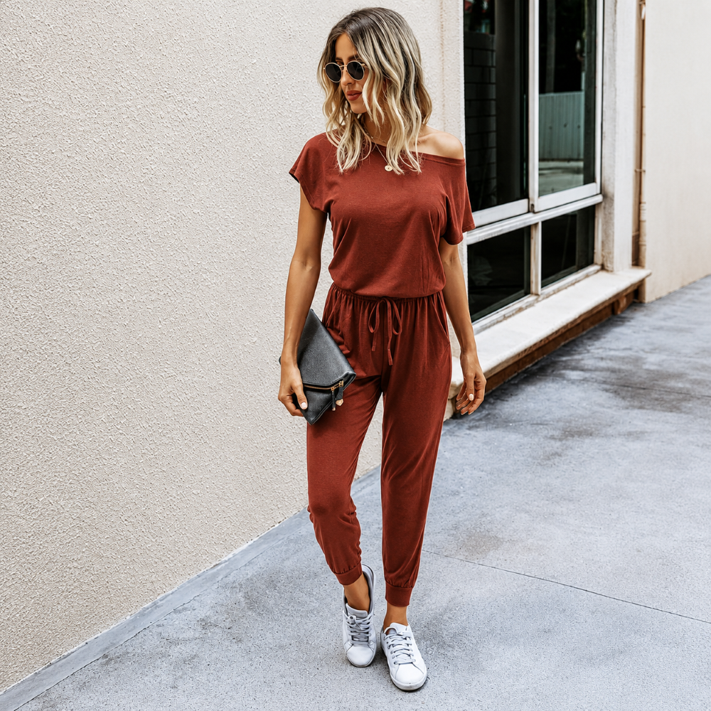 Plus Size Off-Shoulder Romper – Comfy Summer Jumpsuit