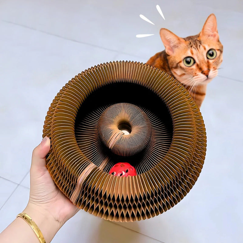 Foldable Cat Scratching Board With Bell Accordion