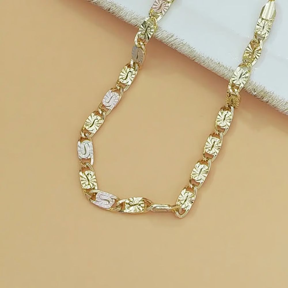 14K Gold Tri-Color Mariner Link Bracelet for Women