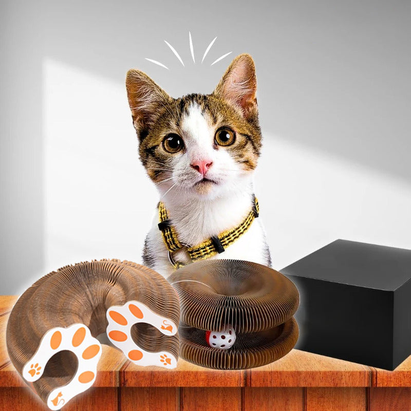 Foldable Cat Scratching Board With Bell Accordion