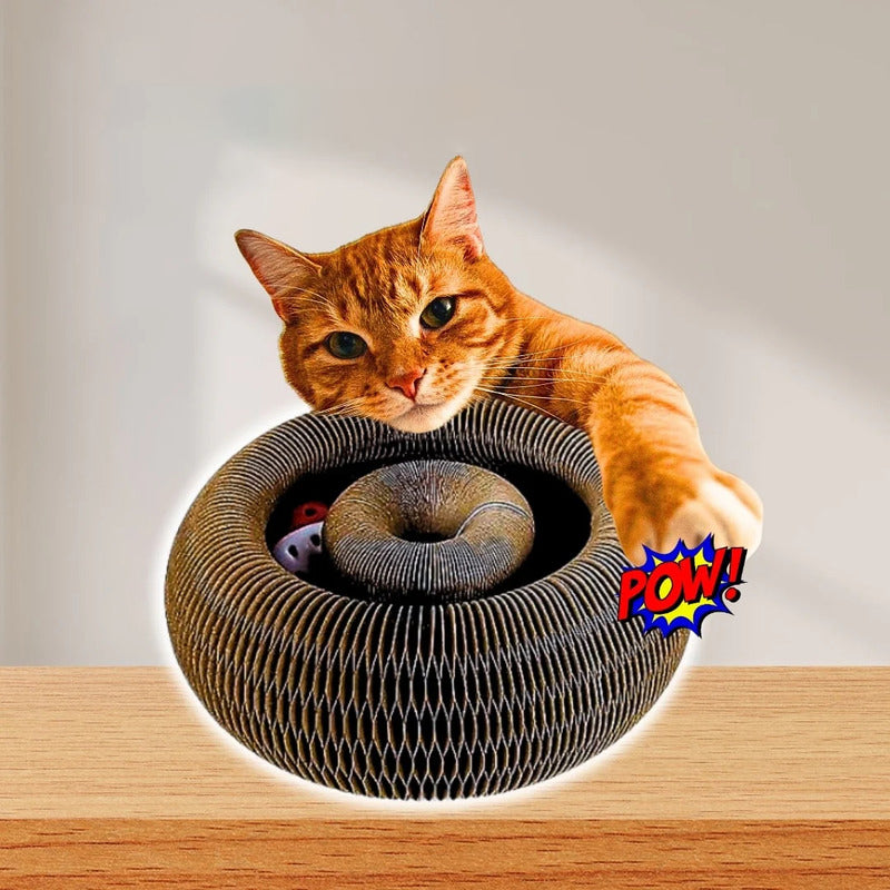 Foldable Cat Scratching Board With Bell Accordion